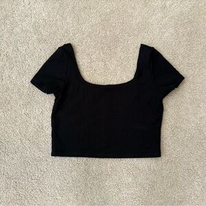 Reformation Black Ribbed Crop Top